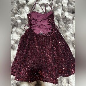 Strappy Sequin Party Dress in Deep Burgundy